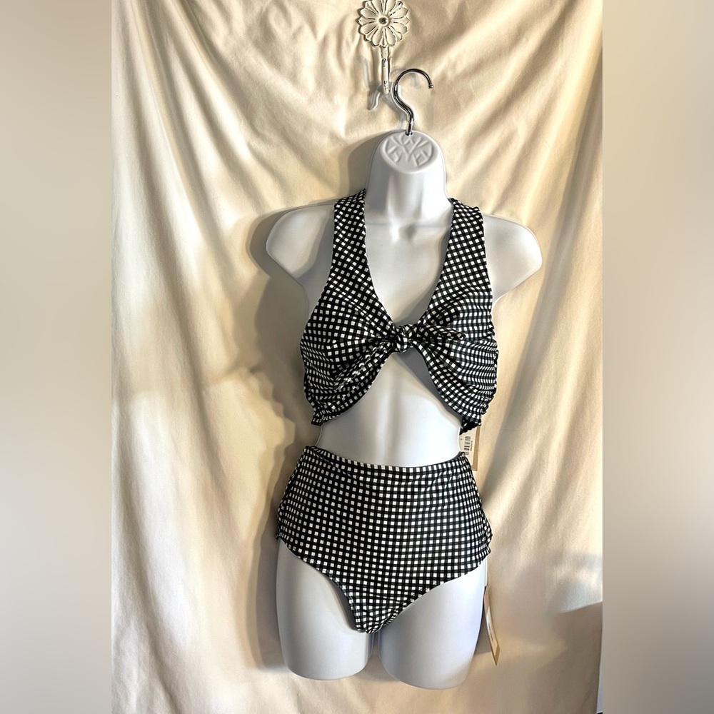Albion brand two piece bathing suit. Adorable gingham pattern. Never worn.